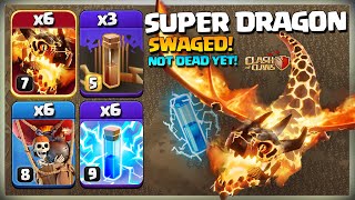 Not DEAD YET TH12 SUPER DRAGON ATTACK  How to 3 Star TH12 Super Dragon Attack  Zap Super Dragon [upl. by Nonnair]