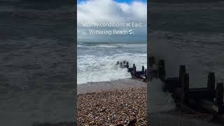 Stormy conditions at East Wittering Beach waves wave shorts storm ocean sea weather beach [upl. by Ellerred]