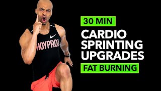 30 MIN Fat Burning Cardio HIIT Upgrades  Indoor Running Workout No Equipment [upl. by Bouchard]