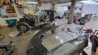 Corvette body work c3 corvette fiberglass Crack repair [upl. by Avner]