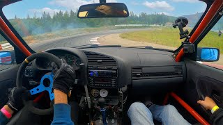 RAW POV DRIFTING BMW E36 TURBO DRIFTCAR ONBOARD [upl. by Ydnerb715]