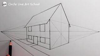 How to Draw a House using Two Point Perspective for Beginners [upl. by Nevla207]