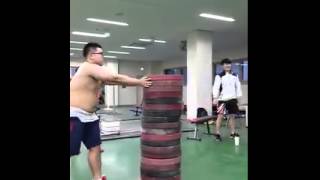 Korean weightlifters plate jumps [upl. by Tiffani]