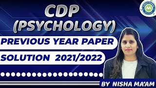 Htet PYQ  Htet Psychology CDP Previous Year Paper Solution 2021 2022 TGT PGT By Nisha Sharma [upl. by Uird]