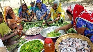 Fishing amp Cooking  Mixed Carp Fish amp Vegetables Curry Prepared By Women amp Fish Catching By Men [upl. by Sello9]