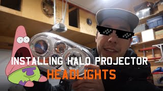 How to install Halo Projector Headlights on a Mk4 Golf [upl. by Esir]