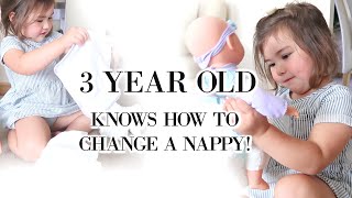 MY 3 YEAR OLD CAN CHANGE A NAPPY  TESTING PAMPERS PREMIUM PROTECTION NAPPIES WITH ELLA  AD [upl. by Pentheas]