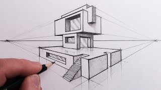 How to Draw a Building in 2Point Perspective Step by Steps [upl. by Crofton377]