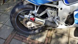 2 Test runs of a Suzuki GSXR SRAD 750 1996 with open Dominator short exhaust [upl. by Joell145]