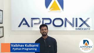 Testimonial from Vaibhav Kulkarni on Python Programing at Apponix Technologies [upl. by Fina]