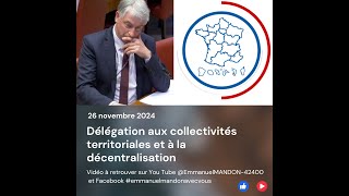 Délégation aux collectivités territoriales et à la Décentralisation du 26 novembre 2024 [upl. by Eikcim428]