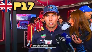 Declaraciones de Checo Pérez Tras Finalizar Fuera De Los Puntos  Gran Premio Gran Bretaña [upl. by Ennayt]