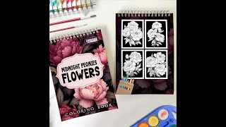 Midnight Peonies Flowers Spiral Bound Coloring Book for Adult By LBKHOUSE Author [upl. by Radbun948]