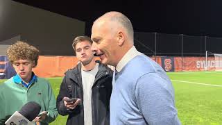 Syracuse Mens Soccer Head Coach Ian McIntyre PostMatch Presser vs No 3 Pitt [upl. by Dnalevelc602]