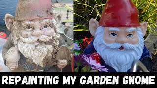 Make your gnome look new again repainting garden decor [upl. by Topper657]