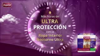 Ropa Interior Unisex Depend® Nocturno Ultra  Más horas de protección [upl. by Leile]