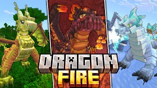 O MELHOR ADDON DE DRAGÕES PARA MINECRAFT PE 120  Dragon Fire Addon Bedrock [upl. by Bartko23]