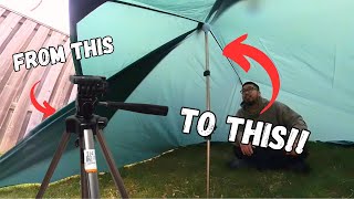 DIY Camping Gear Transforming A Thrifted Tripod into a Lightweight Tarp Tent Pole [upl. by Vachil305]