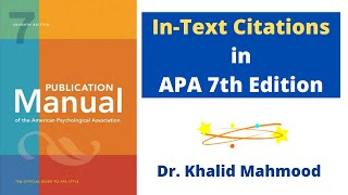 InText Citations in APA 7th Edition UrduHindi  Dr Khalid Mahmood [upl. by Lamok916]