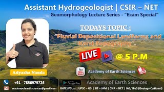 Asst Hydrogeologist  CSIR  NET  CUCET  Exam Special  Fluvial Depositional Landforms [upl. by Minier]