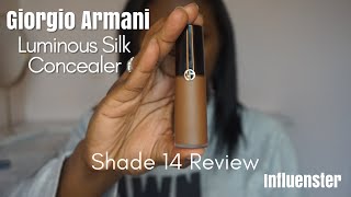 Giorgio Armani Luminous Silk Concealer 14  Dark Skin Review  KelsTells [upl. by Sherwin572]