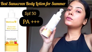 Wishcare SPF 50 Sunscreen Body lotion Review  Best body sunscreen to remove tanning amp dark spots [upl. by Donatelli452]