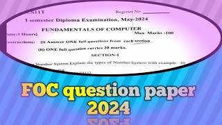 FOC question paper may 2024 diploma cse 1st semester [upl. by Eldora]