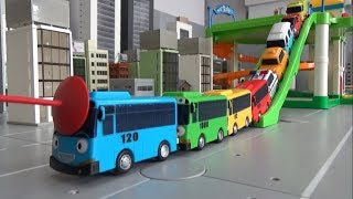 꼬마버스 타요 10대 자동차 주차장 미끄럼틀 장난감 놀이 Tayo The Little Bus 10 Cars Parking Slide Toys Play [upl. by Haissem]