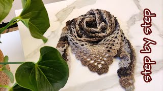 Tutorial uncinetto sciarpa scialle baktus facile per principianti  Crochet scarfbaktus beginner [upl. by Harragan]