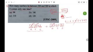 How many numbers lie between 300 and 500 in which 4 comes only one timeUPSC 2009 [upl. by Eeznyl703]