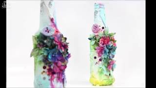 Mixed Media Altered Bottle with Cheesecloth Texture Background [upl. by Eeleimaj]