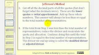 Apportionment Jeffersons Method [upl. by Mcquillin282]