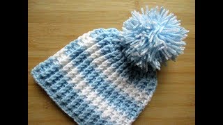 Crystal waves crochet stitch newborn baby hats 129 [upl. by Toulon]