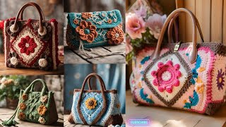 stylish bags amp purses knitted with wool  crochet art  spring fashion [upl. by Anined519]