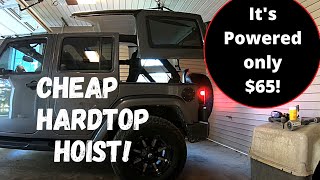 Jeep Hardtop Hoist Awesome 65 POWERED Hard Top lift Wrangler JK and JKU [upl. by Takakura580]