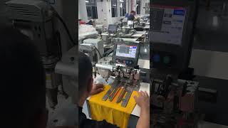 RAMBO RM327PLK Polo shirt placket setter machine with 360 degree rotary mechanical cutter testing [upl. by Neeven386]