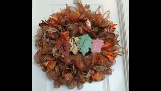 How to make a Fall Deco Mesh Wreath Poof Curl Method [upl. by Ahsuas]