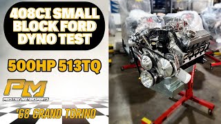 500HP Drop In Ready 408 Windsor Dyno Testing for Kens 68 Grand Torino at Prestige Motorsports [upl. by Cykana]