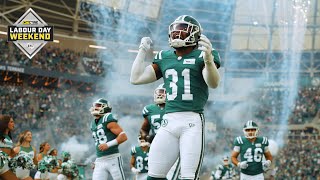 Saskatchewan vs Winnipeg Cinematic Game Recap  CFL OK Tire Labour Day Weekend [upl. by Birdella]