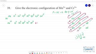 Give the electronic configuration of Mn2 and Cr3 [upl. by Llebyram]