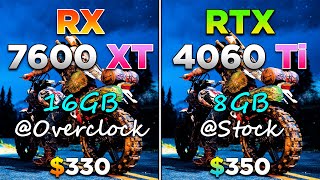 RX 7600 XT 16GB Overclock vs RTX 4060 Ti 8GB Stock  PC Gameplay Tested [upl. by Berkeley]