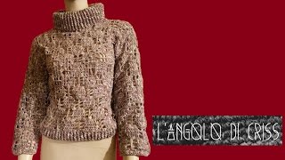 Maglione donna alluncinetto  crocheted sweater  suéter en crochet [upl. by Akenat124]