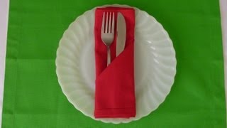 Napkin Folding  Simple Pocket [upl. by Atinav743]