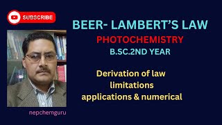 BeerLambertlawphotochemistrybsc2ndyearchemistry [upl. by Mattox]