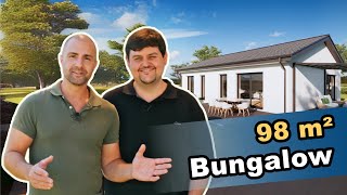 Fertighaus Bungalow schlüsselfertig ideal für Paare  Altersgerecht Wohnen auf einer Ebene mit 98 m² [upl. by Eltsyek973]