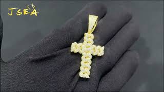 Cross Pendants Hip Hop Jewelry Fully Moissanite With 3mm Tennis Chain [upl. by Wildon]