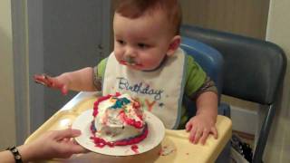 Baby Ben Eating Cake on his 1st Birthday [upl. by Denison650]