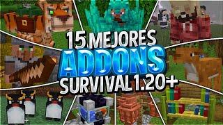 😯Top 15 MEJORES ADDONS SURVIVAL para MINECRAFT 120 12051 BEDROCK y PE ADDONS MINECRAFT PE 120 [upl. by Lubow774]