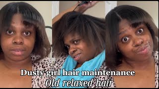 Do my hair old relaxed hair with me [upl. by Ammadis]