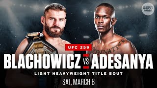 ISRAEL ADESANYA VS JAN BLACHOWICZ FULL FIGHT UFC 259 [upl. by Burta]